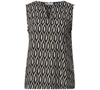 Street One Damen Top Sommertop mit Strukturmix und Print V-Ausschnitt Jersey Clay Sand Gr. 38