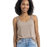 Shirttop STREET ONE, Damen, Gr. 46, clay sand, Jersey, Obermaterial: 95% Viskose, 5% Elasthan, unifarben, lässig geschnitten hüftbedeckend, V-Ausschnitt, Tops Shirttop, Sommertop mit V-Neck und Knoten