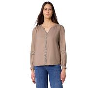 Langarmbluse STREET ONE, Damen, Gr. 40, light terra mocha, Stoff, 100% Viskose, unifarben mit Farbeinsatz, normal normal, Rundhals, Bündchen, Blusen, mit Tape Detail am Ärmel (41137847-40) light terra