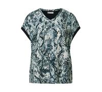 Street One Damenbluse V-Ausschnitt Snake Print Petrol Größe 34