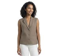 Kurzweste STREET ONE, Damen, Gr. 44, beige (schwarz beige), Web, 55% Baumwolle, 37% Modal, 8% Polyester, unifarben, normal normal, ohne Ausschnitt, Westen, mit Reverskragen (60159002-44) schwarz beige