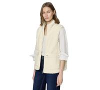 Fellweste STREET ONE, Damen, Gr. 34, eggshell ecru, Stoff, Obermaterial: 100% Polyester; Obermaterial 2: 100% Polyester, unifarben, comfort fit normal, hoch geschlossener Ausschnitt, Westen, super wei