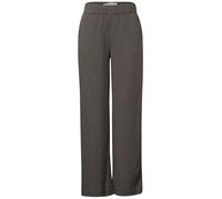 Stoffhose STREET ONE, Damen, Gr. 36, Länge 30, nomad braun, Web, Obermaterial: 56% Polyester, 41% Viskose, 3% Elasthan, Crinkleoptik, casual, loose fit knöchellang, Hosen, Sommerhose mit elastischem B