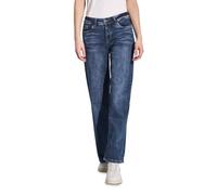 STREET ONE Damen A378939 Wide Leg Jeans, Dark Blue Washed, 32W x 30L