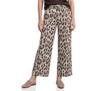 Street One Stoffhose Wide Leg Leo-Print mit Gürtel Comfort Fit Damen Gr. 38 Länge 30 Timeless Beige