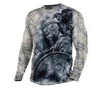 Streetwear Herren Casual Regular Fit Basic Shirt Herren Muster Druck Mode Trend T-Shirt Herren Vintage All-Match Longsleeve T-Shirt Herren AD-020 XXL