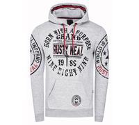 Kapuzensweatshirt RUSTY NEAL, Herren, Gr. L, grau (hellgrau, meliert), 70% Baumwolle, 30% Polyester, bedruckt, meliert, normal, ohne Ausschnitt, Sweatshirts, mit coolen Markenprints (34893508-L) hellg