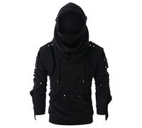 Streetwear, Techwear, Hoodie, Gothic, taktisch, Herren, schwarz, urbanes Hip-Hop, japanisches Sweatshirt, langärmelig, Gothic-Outwear, Steampunk-Jacke, Mittelalter-Vintage-Kapuzenpullover, Top,