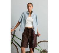 Kurzarmbluse MARC O'POLO DENIM, Damen, Gr. L, light blau, Web, Obermaterial: 100% Baumwolle, gestreift, Blusen (62090730-L) light blau