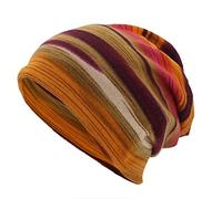 Streifen Chemo Mützen Damen Sommer Beanie Kopftuch Super Weich Slouchy Turban Kopfbedeckungen Kop Wraps Beanie Mütze Kappe für Haarausfall, Kreb, Chemo Orange