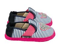 Streifen Kita oder Hausschuhe mit weichen Sohle pink-navy 27