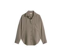 Langarmbluse MARC O'POLO "aus Crinkle-Viskose-Mix", Damen, Gr. 40, medium braun, Obermaterial: 83% Viskose, 17% Polyamid, gestreift, loose fit normal, Manschette, Blusen (29792463-40) medium braun