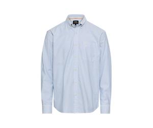 Streifenhemd CAMEL ACTIVE, Herren, Gr. L, N-Gr, blau (stormy blau), Web, Obermaterial: 97% Baumwolle, 3% Elasthan, gestreift, normal hüftbedeckend, Rundhals, 2-Knopf-Manschette, Hemden, Langarm, mit B