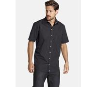 Jan Vanderstorm Herren Streifenhemd Perttu Kurzarmhemd | Reine Baumwolle | Größe L - 7XL schwarz, 2XL (XXL) - 45/46