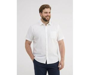 Streifenhemd LERROS "Lässiges Kurzarmhemd mit Streifenstruktur, große Größen", Herren, Gr. 4XL, Normalgrößen, weiß, 100% Baumwolle, Hemden (25527908-4XL) weiß
