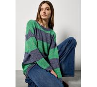 Streifenpullover APRICOT "Oversized Pullover", Damen, Gr. XS (34), grün (navy), Strick, , Modisch, oversize Lang, Rundhals, Gerippt, Pullover Streifenpullover, mit Blockstreifen (83691609-34) navy