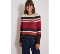 Streifenpullover CECIL, Damen, Gr. 3XL (48), bunt (rhubarb melange), Feinstrick;Web;Stoff, 37% Baumwolle, 34% Polyacryl, 26% Polyester, 3% Elasthan, gestreift, comfort fit normal, Rundhals, Bündchen,