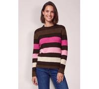 Streifenpullover CECIL, Damen, Gr. M (40), braun (truffle braun), Feinstrick;Web, 44% Polyamid, 28% Polyacryl, 24% Baumwolle, 4% Elasthan, gestreift, comfort fit normal, hoch geschlossener Ausschnitt,