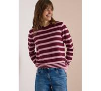 Streifenpullover CECIL, Damen, Gr. XL (44), rosa (rot wine melange), Feinstrick, 33% Polyester, 31% Polyacryl, 24% Baumwolle, 12% Polyamid, gestreift, comfort fit normal, Rundhals, Bündchen, Pullover