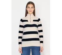 Streifenpullover CECIL, Damen, Gr. XL (44), universal blau, Web, 37% Baumwolle, 34% Polyacryl, 26% Polyester, 3% Elasthan, gestreift, comfort fit normal, hoch geschlossener Ausschnitt, Rippbündchen, P