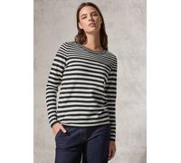 Streifenpullover CECIL, Damen, Gr. XXL (46), blau (night sky blau melange), Stoff, 33% Polyester, 31% Polyacryl, 24% Baumwolle, 12% Nylon, gestreift, casual, normal normal, Rundhals, Langarm Bündchen,