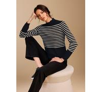 Streifenpullover CREATION L PREMIUM "Lyocell-Mix-Pullover", Damen, Gr. 36, schwarz-weiß (schwarz, elfenbein, geringelt), 50% Viskose, 28% Polyester, 22% Lyocell, bedruckt, gemustert, gestreift, mehrfa