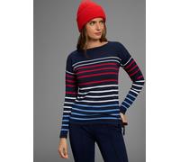 Streifenpullover LAURA SCOTT, Damen, Gr. 48/50, blau (marine gestreift), Feinstrick, Obermaterial: 50% Baumwolle, 50% Polyacryl, gestreift, figurumspielend hüftlang, Rundhals, Strickkante, Pullover St