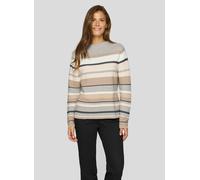 Streifenpullover RABE, Damen, Gr. 52, braun (macchiato), Strick, Obermaterial: 50% Baumwolle, 50% Polyacryl, Intarsienmuster, gestreift, regular fit taillenbedeckt, Rippbündchen, Pullover Streifenpull