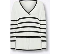 Streifenpullover schwarz-ecru-geringelt 34
