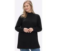 Streifenpullover SHEEGO "Longpullover", Damen, Gr. 52/54, schwarz, 100% Baumwolle, unifarben, Pullover Streifenpullover (18471353-52) schwarz