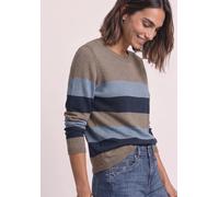 Streifenpullover STREET ONE, Damen, Gr. 40, bunt (tiefblau), Feinstrick, 71% Viskose, 29% Polyamid, gestreift, regular fit normal, Rundhals, Bündchen, Pullover Streifenpullover, aus Feinstrick (414204