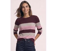Streifenpullover STREET ONE, Damen, Gr. 44, lila (rustic rouge), Feinstrick, 71% Viskose, 29% Polyamid, gestreift, regular fit normal, Rundhals, Bündchen, Pullover Streifenpullover, aus Feinstrick (51