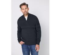Streifenpullover STREET ONE MEN, Herren, Gr. XL (44), schwarz (nocturnal blau), Web, 100% Baumwolle, gestreift, normal normal, hoch geschlossener Ausschnitt, Rippbündchen, Pullover Streifenpullover, a
