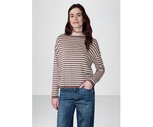 Streifenpullover STREET ONE STUDIO, Damen, Gr. 42, hazy rose, Web, 60% Viskose, 40% Baumwolle, gestreift, normal normal, U-Boot-Ausschnitt, Rippbündchen, Pullover Streifenpullover, mit U-Boot-Ausschni