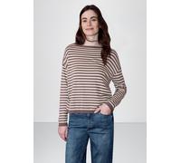 Streifenpullover STREET ONE STUDIO, Damen, Gr. 46, hazy rose, Web, 60% Viskose, 40% Baumwolle, gestreift, normal normal, U-Boot-Ausschnitt, Rippbündchen, Pullover Streifenpullover, mit U-Boot-Ausschni