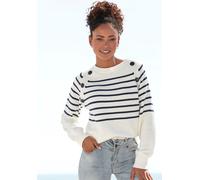 Streifenpullover VIVANCE Gr. 44/46, blau (weiß, marine) Damen Pullover (48151552-44) weiß, marine