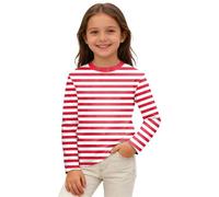 Streifenshirt Jungen Mädchen Gestreifte Langarm Marine Shirt Klassischer Rot Weiß Streifen Rundhalsausschnitt T-Shirts Kinder Basic Casual Top