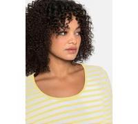 Kurzarmshirt SHEEGO "T-Shirt", Damen, Gr. 52/54, zitrone, weiß, 100% Baumwolle, gemustert, gestreift, mehrfarbig, Rundhals, Shirts (16766039-52) zitrone, weiß