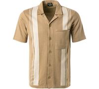 Strellson Strickhemd Herren Regular Fit Kurzarm beige, S