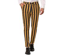 Stretch-Chino-Hose für Herren, schwarz-weiß gestreift - Herren-Chinos Slim Fit Twill-Stoff - Vorderhose für Herren UK - elegante, klassische Herren-Hose, formell, einfarbig, Business-Hose, gold, XL