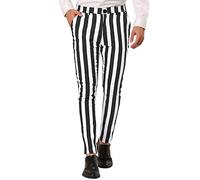 Stretch-Chino-Hose für Herren, schwarz-weiß gestreift - Herren-Chinos Slim Fit Twill-Stoff - Vorderhose für Herren UK - elegante, klassische Herren-Hose, formell, einfarbig, Business-Hose, Schwarz , L