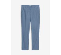 Chinohose BONPRIX, Damen, Gr. 38, K-Gr, mattblau (kurzgröße), Twill, Obermaterial: 98% Baumwolle, 2% Elasthan, regular fit lang, Hosen Chinohose, schmale Form, mit Bundfalten und praktischen Taschen (