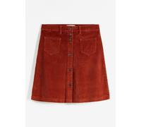 Cordrock BONPRIX "Stretch-Cordrock mit Knopfleiste", Damen, Gr. 48, braun (rostbraun), Cord, Obermaterial: 98% Baumwolle, 2% Elasthan, unifarben, A-Linie kniefrei, Röcke, aus Baumwolle und Elasthan, A