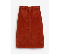 Cordrock BONPRIX, Damen, Gr. 50, braun (rostbraun), Cord, Obermaterial: 98% Baumwolle, 2% Elasthan, unifarben, A-Linie ca. Mitte Wade, Röcke, mit Stretch, mit durchgehender Knopfleiste, mit Gürtelschl