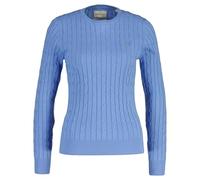 GANT Damen Pullover - STRETCH COTTON CABLE C-NECK, Rundhals, Zopfstrick, Logo Blau (Hydrangea) L