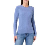 Gant Damen Strickpullover mit Zopfmuster Slim Fit, grau, Gr. L
