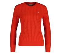 GANT Damen Pullover - STRETCH COTTON CABLE C-NECK, Rundhals, Zopfstrick, Logo Rot (Perfect Red) 2XL