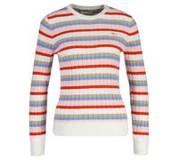 Rundhalspullover GANT "STRETCH COTTON CABLE STRIPE C-NECK", Damen, Gr. L, multicolor, Strick, Obermaterial: 88% Baumwolle, 10% Polyamid, 2% Elasthan, slim fit, Rundhals, Rippbündchen, Pullover Rundhal