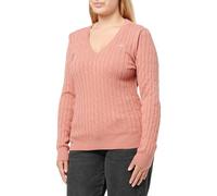 GANT Damen Zopfstrick V-Neck Pullover aus Stretch-Baumwolle (XXL) Rot Rosa