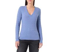 Gant Strickpullover mit Zopfmuster und Label-Stitching in Hellblau, Größe M